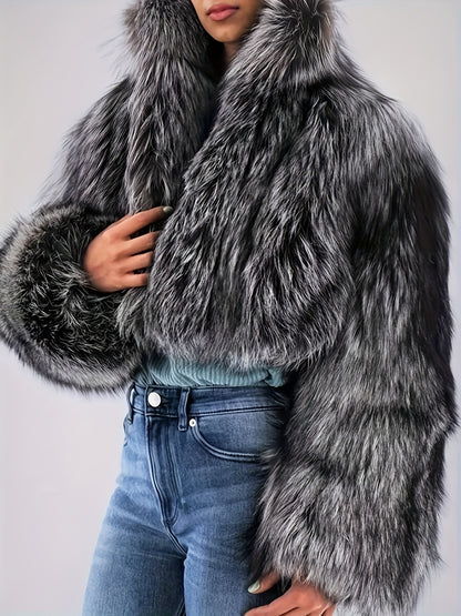 Women's Elegant Long Sleeve Faux Casual Coat, Autumn Winter Christmas Fashion Style