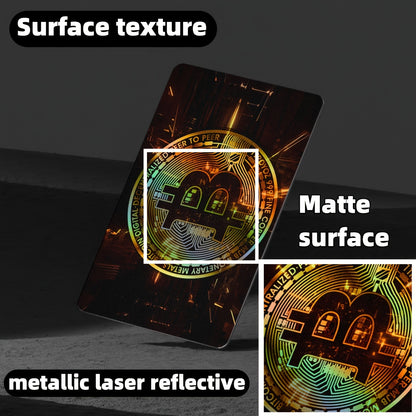2pcs Bitcoin Pattern Laser-Cut Cool Light Effect Stickers - Anti-Theft Privacy Protection Card Skins for Credit/Transaction/Access Cards, Gift (4.96x3.78inch)