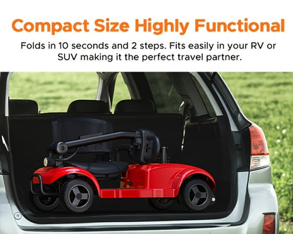 ENGWE Folding 4-Wheel Mobility Scooter, 250W Motor, 24V 12Ah Battery, 15.5-Mile Range, 8" Solid Tires, 265 lbs Capacity, Detachable Basket, Front Light, Compact & Portable for Travel, Shopping, Perfect Gift for Mom's Special