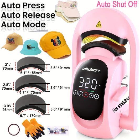 HOMDOX 3-in-1 Auto Cap Heat Press Machine - Automatic Release & Press - Large Touchscreen Digital Control Panel - with 3 Replaceable Heating Pads