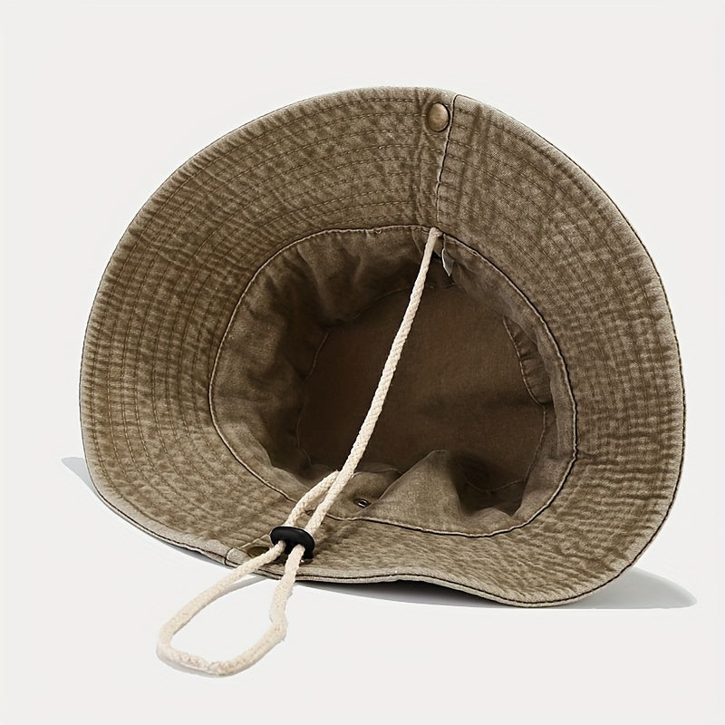 1pc Splicing Wide-brimmed Washed-out Outdoor Sports Mountaineering Fishing Hat for Men And Women, for Travel In Spring And Summer Season