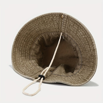 1pc Splicing Wide-brimmed Washed-out Outdoor Sports Mountaineering Fishing Hat for Men And Women, for Travel In Spring And Summer Season
