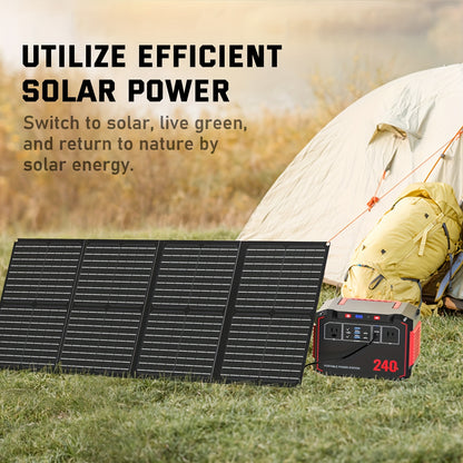 Portable Power Station 240/111/88/83Wh With 60/40/30/21W Solar Panels With AC Outlet 110V(3*USB A, 2*USB C, 2*AC, 2*DC) Solar Generator For Travel Home Emergency Hurricaneth