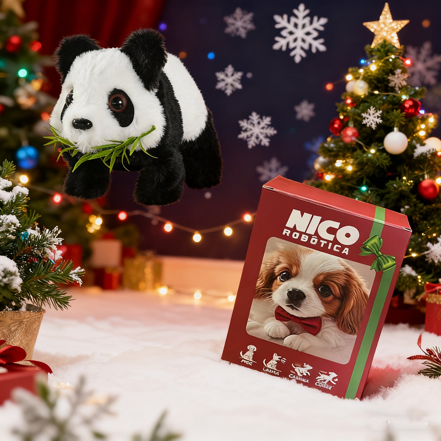 TTwo-piece Set Featuring An Interactive Electric Puppy And Adorable Panda - My Intelligent Lifelike Electric Puppy And Panda, Just Like Real Dogs And Pandas, Interactive Plush Robotic Dog And Bear Suitable for Adults, Walking