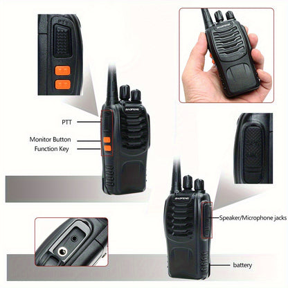 BAOFENG Long Range Walkie Talkie 888s, 16-Channel Dual-Purpose Radio, Rechargeable Handheld Two-Way Radio, Adult Long Range Headset, Outdoor Equipment Supports Camping, Hiking, and Hunting