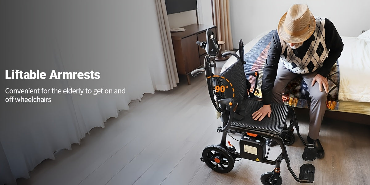 Nihhcune 26-mile Long-range Portable Adult Electric Wheelchair, Full Carbon Fiber Intelligent Electric Wheelchair, Installation-free, One-step Folding And Unfolding, Ultra-light 15kg, 300 Pounds Load-bearing, Suitable for Tra
