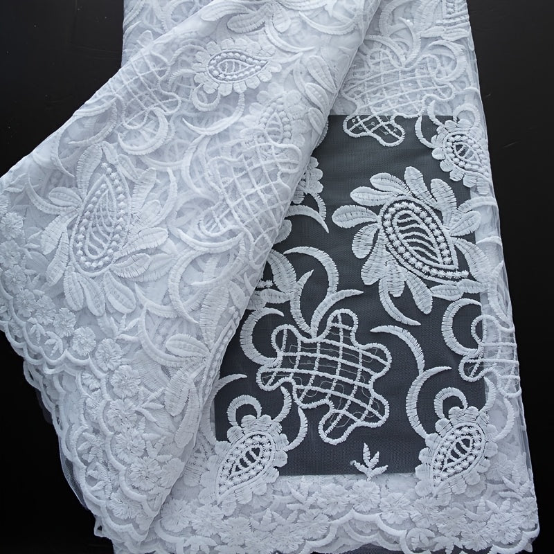 1pc 5yards White African Lace Fabric 2026 New Design French Mesh Embroidered Lace Fabric for Wedding Dresses 4484