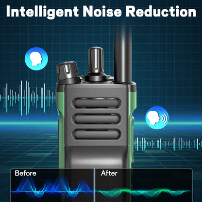2-Pack BAOFENG UV-32 Ham Radio Handheld 10W Long Range Rechargeable NOAA Weather Receiver 5RM K5 Tactical Two Way Radio with GPS, USB-C Charging, UHF Frequency, Lithium-Polymer Battery, Green Color, Non-Waterproof, for Adults