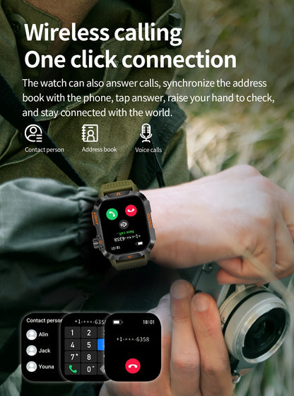 QTLJJBY Outdoor Sports Smartwatch with One-Touch Call Answering/Dialing, Message Notifications, Multiple Sports Modes, Activity Tracker (Calorie, Pedometer), Flashlight, 600mAh Battery, IP68 Waterproof, Couple's Watch, Perfec