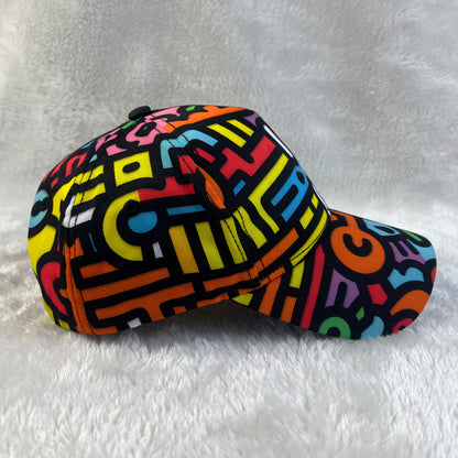 1pc Breathable Adjustable Baseball Cap with Vibrant Hip-Hop Graffiti Network Design - Soft, Lightweight, Ideal for Outdoor Sports, Skateboarding & Everyday Fashion Accessory