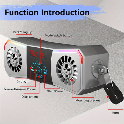 Handlebar Mounted Wireless Motorcycle Speakers | Audio System with USB, FM Radio, Volume Control | Includes Free Extension Cord
