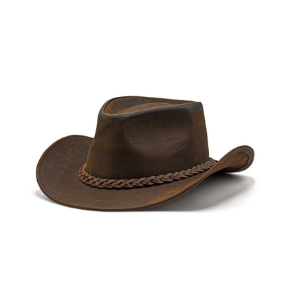Men & Women Brown Genuine Leather Western Cowboy Hat – Classic Outdoor Riding & Ranch Style Headwear for Travel, Festivals, Horseback Riding, Camping, Hiking & Country Events – Perfect Gift for Thanksgiving, Christmas, Ne