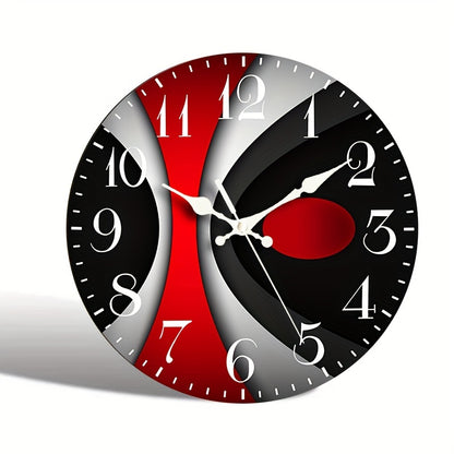1-Pack JFHT Modern Large Round Wall Clock with Black & Red Face, White Hands & Black Numerals - Minimalist Silent Non-Ticking ( Not Included) - Easy-to-Read Large Face for Living Room, Bedroom, Office Decor - Black/Red/White