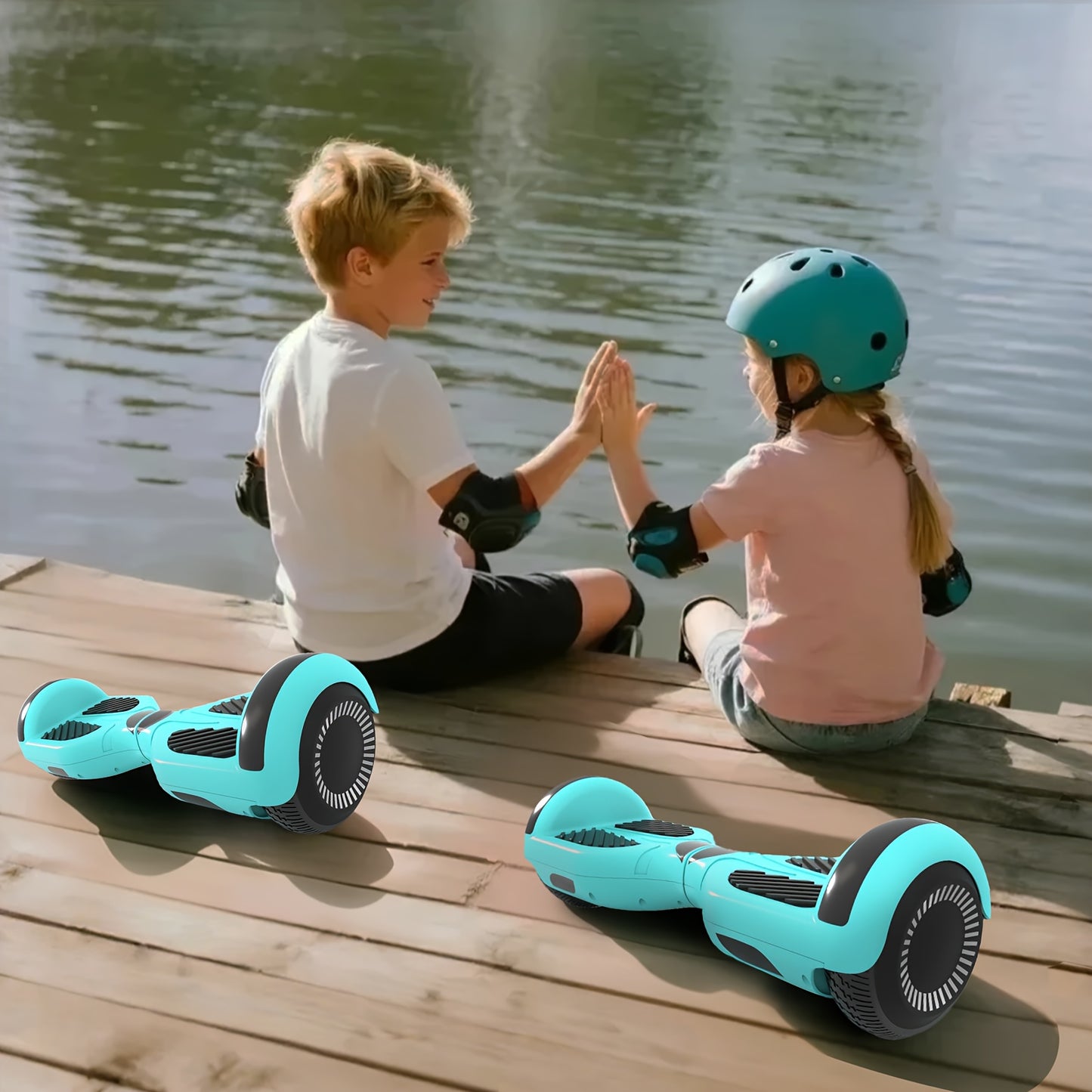 300W 7.5MPH Hoverboard for Kids, 7.5 Mile Range, 3H Charge, 6.5" Wheels, Bluetooth & Corlorful LED Lights, Ideal Gifts for Kids Boys & Girls-Thanksgiving Gifts Christmas Gifts, P6 Green