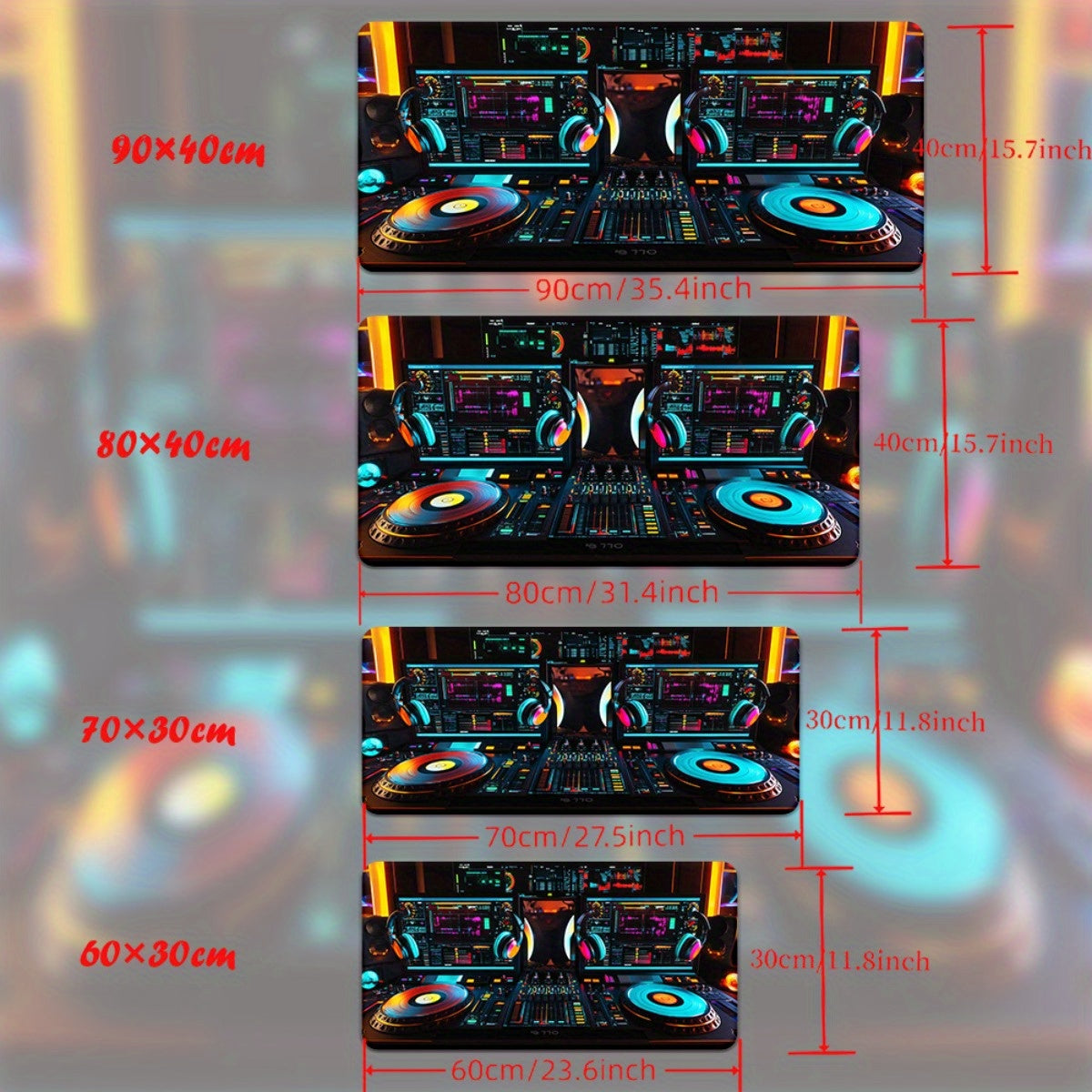 1pc XXL DJ Setup Design Gaming Mouse Pad with Colorful Lights & HD Printed Desk Mat - Multi-Functional Non-Slip Surface for PC Gamers, Office Computer Setup, Keyboard & Mouse - Gifts for Family, Friends, Large Gaming Mouse Pa