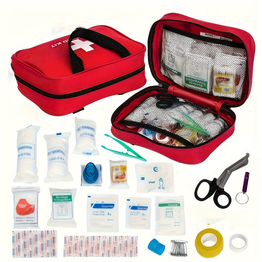 110/184pcs First Aid Kit for Car, Multi-Purpose Emergency Medical Supplies Portable Medical Bag, Camping Multi-Functional First Aid Bag Outdoor Home Emergency Bag Outdoor Hiking Camping Accessories
