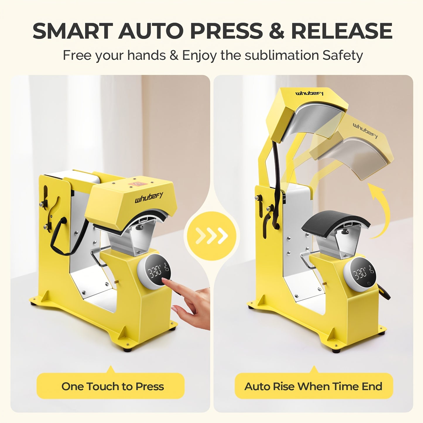 Valentine'S Day Gifts Heat Press Machine 3 In 1 Auto Cap Press With A Duckbill Cap And 5 Sheets Of DTF Transfer Paper, 6x3.9/6x2.8/5.5x3 Inch Yellow Cap Press With Digital Screen, Full Coverage Heating Tube, Even Heating, Rap