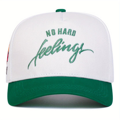 Men'S NO HARD Letter Baseball Cap - Adjustable Trucker Hat with Flat Embroidery, Breathable Six-Panel Design for Outdoor Travel, Beach & Casual Wear - Black, Spring/Autumn Fashion Accessory, Beach Hat, Travel Headwear, Stylis