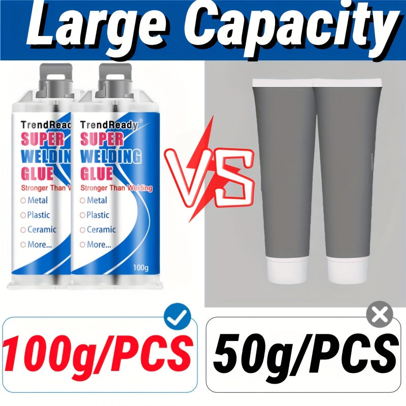 100g Heavy Duty Casting Glue | 2-IN-1 Liquid Welding Glue High Strength Glue Includes Frosted Paper, Thrust Rod & Mixing Stick | Oilproof Metal Glue for Metal | Metal Casting Adhesive, Castor Glue, Super Epoxies Glue, AB Glue