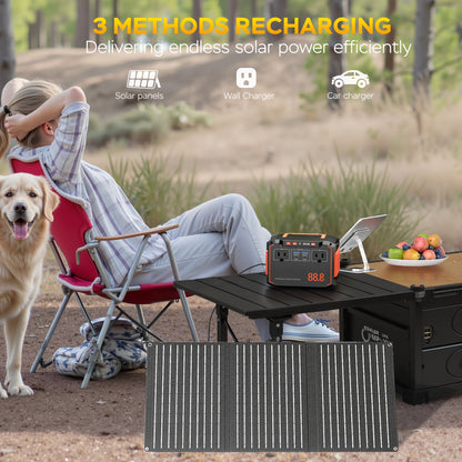 150W/300W Portable Camping Power Station 88.8Wh/111Wh/240Wh With 30/60W Solar Panel Or 88.8Wh/240Wh.with 2*AC/USB-C PD/USB QC3.0/DC Output, LED Emergency Power Light For Outdoor Camping, RV Traveling, Emergencies For Christma