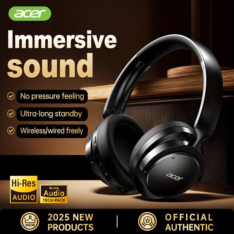 Acer OHR560 Over-Ear Headphones with Noise Cancelling, Ultra-Long Battery Life, Wireless/Wired Dual Mode, Low-Latency Gaming, Comfortable Fit, Foldable & Portable, Halloween/christmas Gift For Gaming, Music, Sports