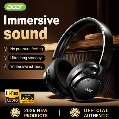 Acer OHR560 Over-Ear Headphones with Noise Cancelling, Ultra-Long Battery Life, Wireless/Wired Dual Mode, Low-Latency Gaming, Comfortable Fit, Foldable & Portable, Halloween/christmas Gift For Gaming, Music, Sports