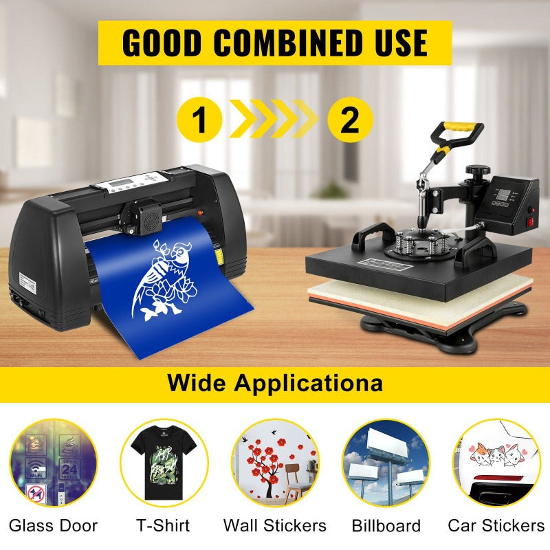 Quality Assurance VEVOR Digital Clamshell 15" X 15" 38 X 38cm Heat Transfer Press + 14 Inch Vinyl Cutter Machine Kit Software Flash Sale