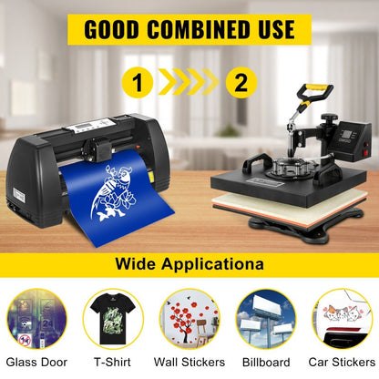 Quality Assurance VEVOR Digital Clamshell 15" X 15" 38 X 38cm Heat Transfer Press + 14 Inch Vinyl Cutter Machine Kit Software Flash Sale