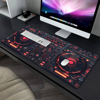 DJ Control Panel Rubber Anti-Slip Mouse Pad - Black with Red & Orange LED Lights, Ideal for Gaming & Office Use, Office Desk Mat|Modern Desk Mat|Durable Desk Mat, Mouse Pads for Desk
