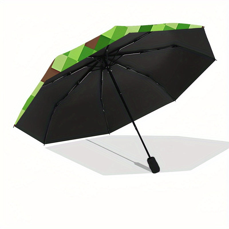 Automatic Open/Close Umbrella with Windproof Design - One-Touch Button, Compact Folding Mechanism, Portable Travel Umbrella with 8-Rib Stability for Commute, Business, Vacation - Ideal Gift for Gamers & Tech Enthusiasts (Gree