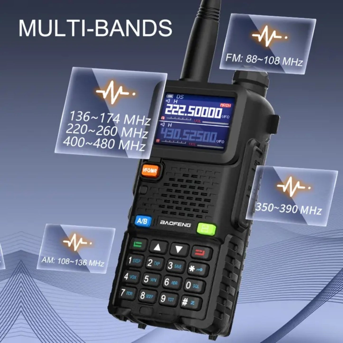 6pcs Baofeng GM-5RH Radio, 10W Walkie Talkies Long Range, Two Way Handheld Radio Ultra-long standby 48-72 hours, Hunting Gear Weather Radio, Survival Gear Walkie Talkie with NOAA, Radios for business safety, hiking, camping,
