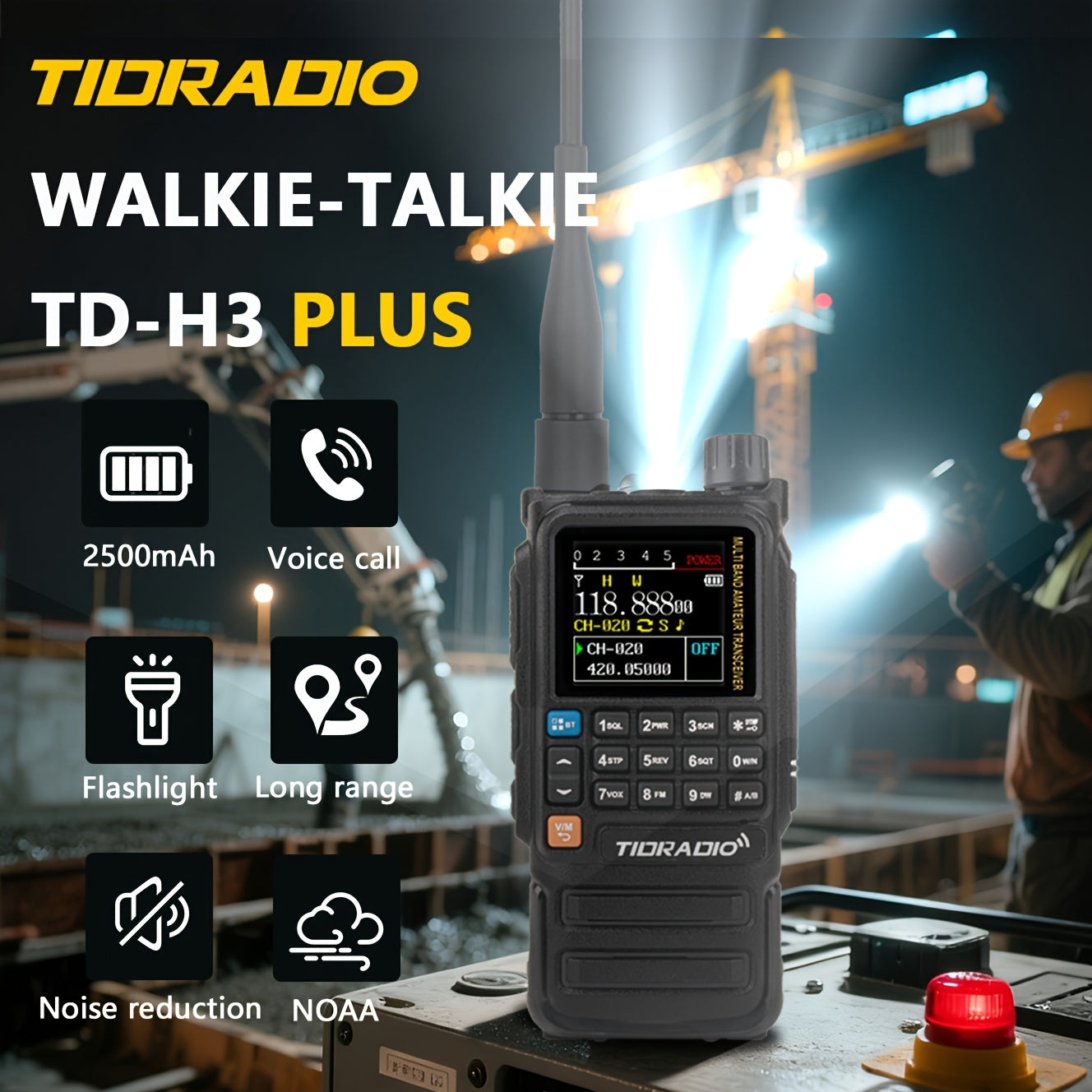 TIDRADIO H3 PLUS | Ham Radio Multi-Band Two-Way Radios with AM/ FM & Wireless Headset Compatibility | 5000km Long Range Walkie Talkies for Camping & Emergency