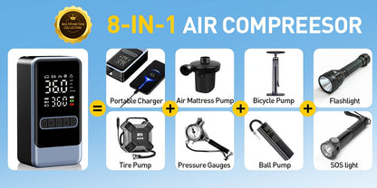Tire Inflator Portable Air Compressor, Portable Air Compressor with Digital Gauge & LED Light, USB Rechargeable, 3X Fast Inflation, for SUV Cars Bikes Motorcycles & Sports Equipment And Ball, Black Friday Christmas 2026 New Y