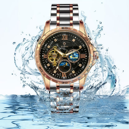 Men's Automatic Mechanical Watch with Hollow & Starry Sky - 24H Analog Wristwatch, Mechanical Movement (No), Dress Watch Suitable for Business, Casual & Special Occasions - Ideal Gift for Husband/Boyfriend (with Strap Adjuste