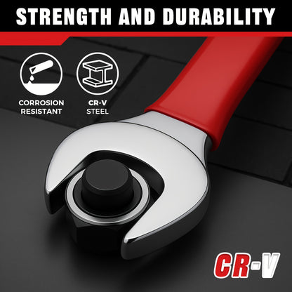 12pcs Heavy-Duty Chrome Vanadium Steel Two-Way Wrench Tool Set with Red Canvas Bag - 6mm-17mm Metric Sizes, 12-Point Box End & Open-End Wrenches, Non-slip Grip Handles For Automotive, for bicycle, Home Repair - Durable Metal
