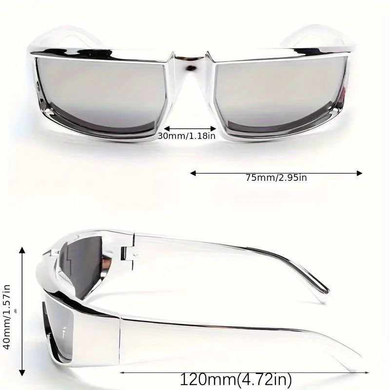 Y2k Fashion Glasses New Sports Glasses Silvery Mirror Women's Glasses
