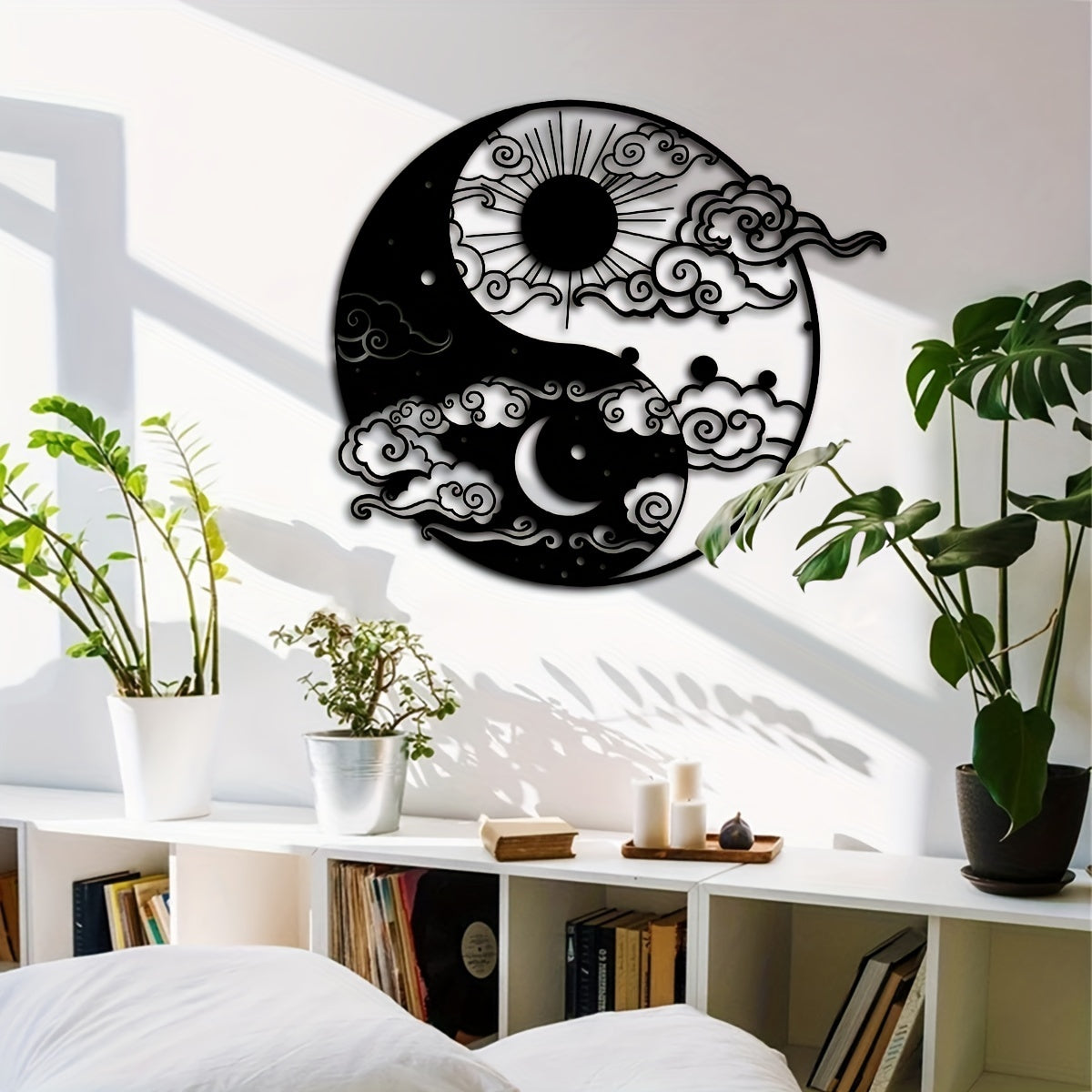 Decorative Signs & Plaques1 piece, Yin and Yang Metal Wall Art, 15.75 inches * 14.06 inches, Sun and Moon Home Decoration, Day and Night Metal Wall Art, Yogo Metal Wall Decoration, Avatar Metal Wall Art, Iron Painting Indoor