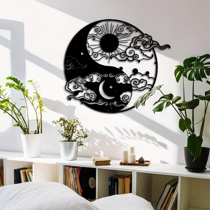Decorative Signs & Plaques1 piece, Yin and Yang Metal Wall Art, 15.75 inches * 14.06 inches, Sun and Moon Home Decoration, Day and Night Metal Wall Art, Yogo Metal Wall Decoration, Avatar Metal Wall Art, Iron Painting Indoor