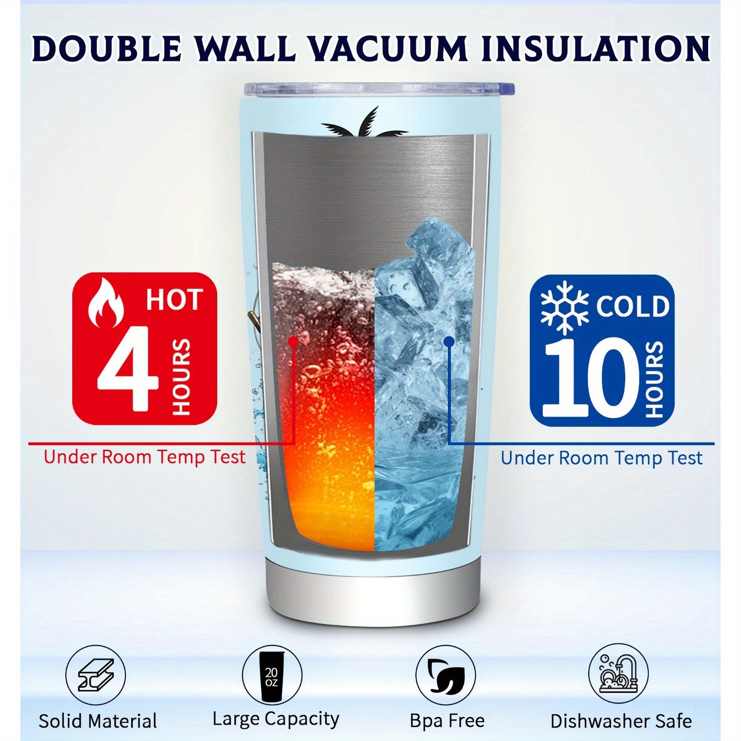 1pc 20oz Stainless Steel Insulated Fishing Tumbler with Cleaning Brush - Double-Wall Vacuum Insulation, Leakproof & -Slip Grip, BPA-Free Travel Mug with Fish Design & "Eat Sleep Fish Repeat" Slogan, Spill-Resistant Lid for Ho
