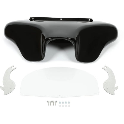 Front Batwing Fairing Compatible with 1986-2015 for Davidson Heritage Softail Fat Boy Deluxe Outer Bat Wing w/Clear Windshield 4 Speaker Mount