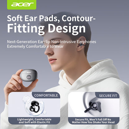 Acer 2025 new model back-to-school season TWS Wireless Headset Heavy Bass Stereo + Talking Noise Cancellation Ultra Long Lasting Sports Running hanging ear Low Latency Gaming Mode HIFI Audio Lightweight Touch Design Stylish D