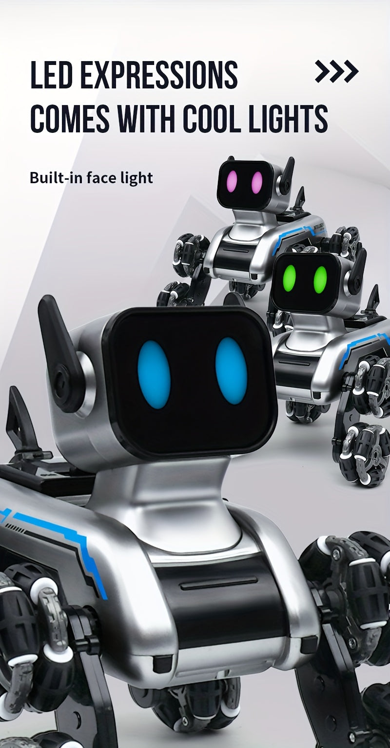 8WD Robot Dog, Dual-Electric Dual-Control, Intelligent Mechanical Dog with Swing Arm, Deformation, Climbing Car, USB Charging, Infrared Sensor, Rechargeable Battery, ABS Material, for Pets & Children, Holiday Gift Idea