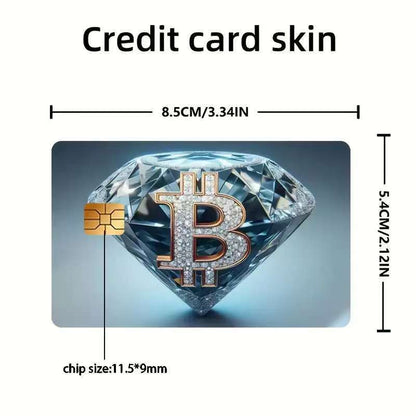5pcs Set 2025 New Bitcoin Credit Card Skins - Holographic Gloss PVC/Scratch-Resistant Stickers with Bitcoin Logo & Emblem, Permanent Adhesive Removal (No Residue) for Crypto Cards, Collectible for DFeva Enthusiasts