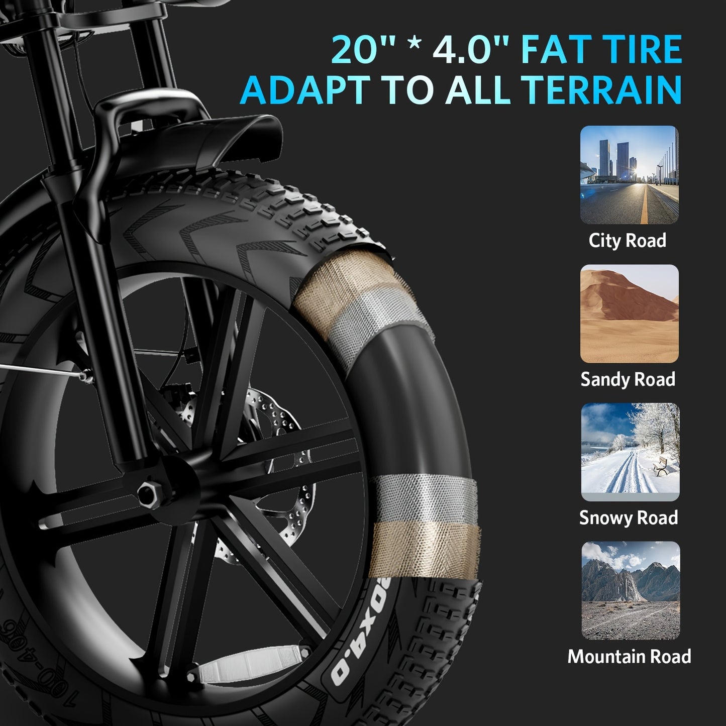 Electric Bike, V8 Electric Mountain Bike With 740W Motor 48V 15Ah Removable Larger Battery 25km/h 20" Fat Tire E Bike 7-Speed Adult Electric Bicycles, Electric Dirt Bike, Electric Mountain Bike, Electric Bicycle For Adults, E