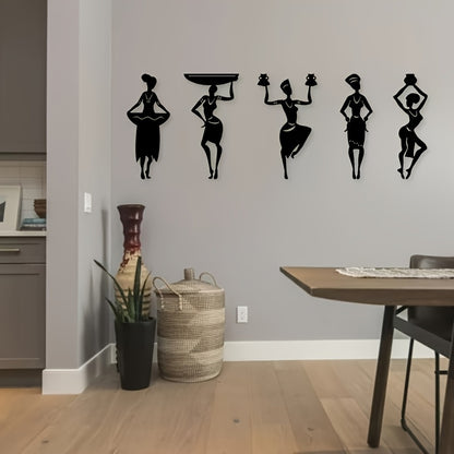 2D Flat, 5pcs African Female Acrylic Wall Decor, African Dancer Artwork, Framed Home Decor, House warming Gifts, Dance Scene Themed Party Decor, Perfect for Birthdays, Valentine's Day, Weddings and Christmas - Ideal for any o