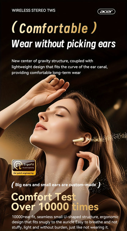 [Acer] 2025 new model back-to-school season TWS Wireless Headset Heavy Bass Stereo + Talking Noise Cancellation Ultra Long Lasting Sports Running In-Ear Low Latency Gaming Mode HIFI Audio Lightweight Touch Design Stylish Desi