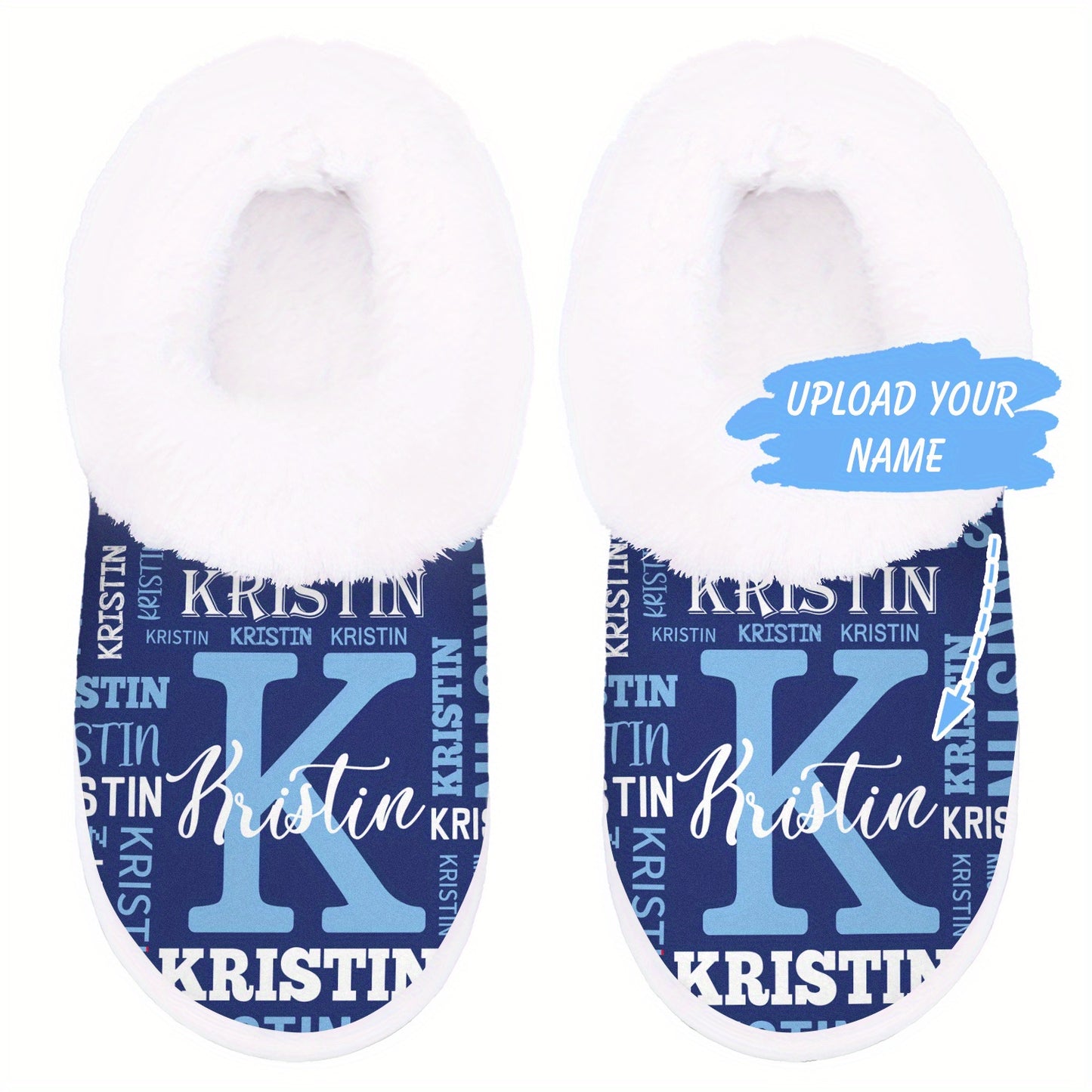 Personalized Women's Custom Name Slippers - Add Your Own Name, Non-Slip Rubber Sole, All-Season Indoor House Shoes, Machine Washable - Ideal Gift for Women (Birthday, Christmas) - Cozy Personalized Lounge Footwear, Slipon Des