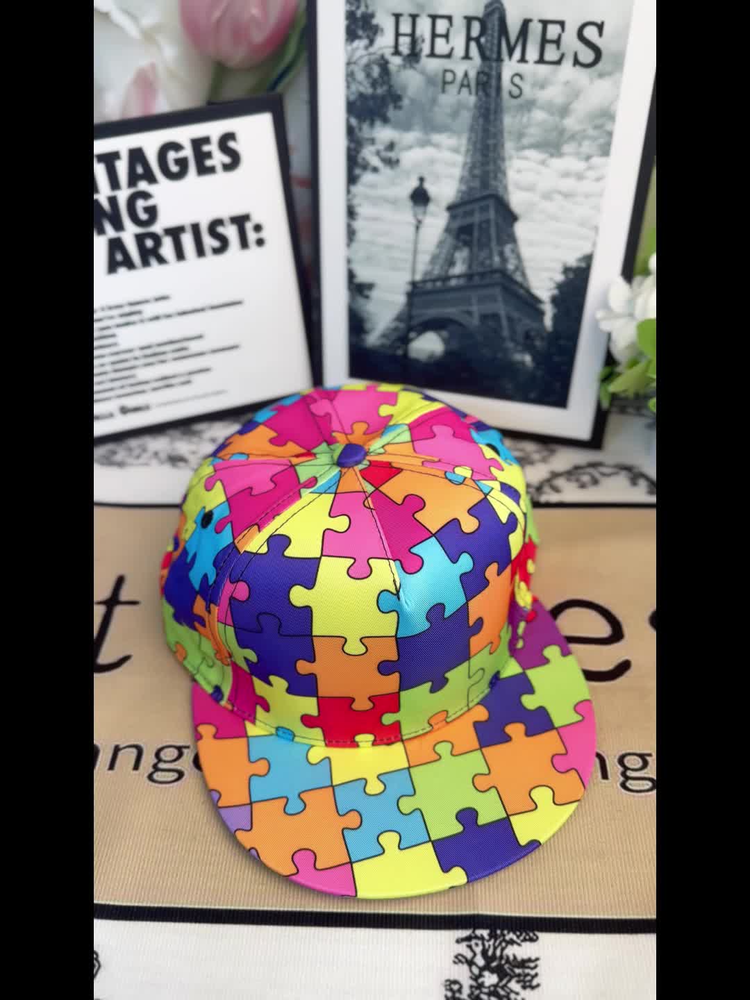 Colorful Puzzle Pattern Baseball Cap - Adjustable, Lightweight Polyester Flat Brim Hat with Vibrant Cartoon Design, Ideal for Family Gift, Mother'S Day & Father'S Day, Beach & Sports Cap|Playful Accessory|Machine Washable Hat