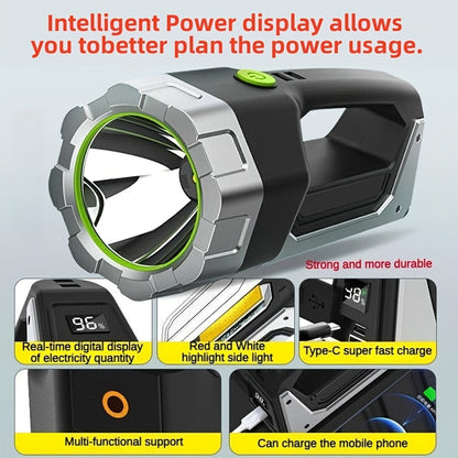 1pc High-Intensity LED Flashlight with Rechargeable 4000mAh Battery, Design, Magnetic Base & COB Side Lamp – Perfect for Camping, Fishing, Hunting, Car Repairs & Emergencies, Camping Essentials | Robust Flashlight Design |