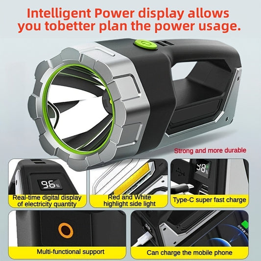 1pc High-Intensity LED Flashlight with Rechargeable 4000mAh Battery, Design, Magnetic Base & COB Side Lamp – Perfect for Camping, Fishing, Hunting, Car Repairs & Emergencies, Camping Essentials | Robust Flashlight Design |
